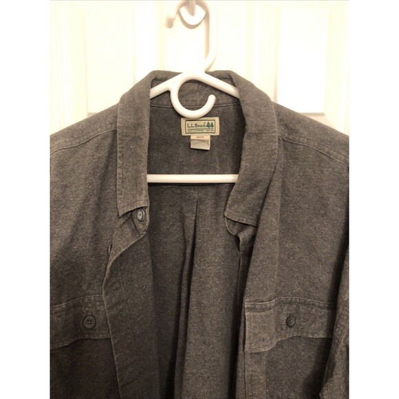 L.L. Bean Button Up Double Pocket XXL Shirt Heavyweight Soft Gray Men’s - Picture 1 of 5